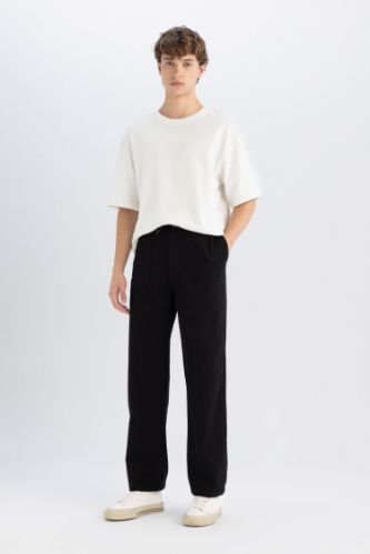 %100 Pamuk Yazlık Jogger Pantolon Wide Leg Bol Rahat Kesim Paraşüt Beli Bağcıklı Geniş Bol Paça