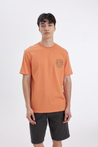 New Regular Fit Bisiklet Yaka Baskılı Kısa Kollu Tişört