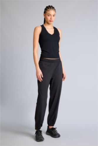 Kadın Siyah Standart Fıt Jogger Sporcu Pantolon