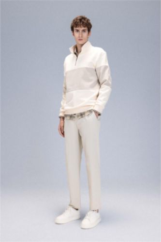 Chino Kanvas Pantolon Tapered Fit Normal Kesim Cepli