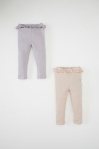 Kız Bebek Standart Fit Penye Beli Lastikli 2'li Alt