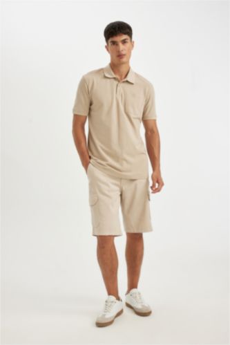 Regular Fit Tensel Kargo Cepli Bermuda Şort