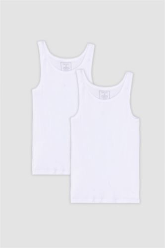 MAN White Slim Fit Camisole 2 Piece Undershirt