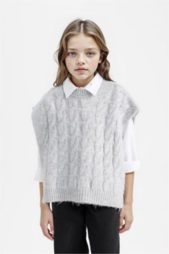 Pull en tricot sans manches à col rond pour Fille