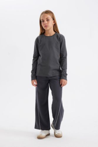 Kız Çocuk Wide Leg Geniş Bol Paça Beli Lastikli Eşofman Altı