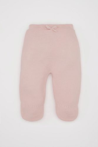 Kız Bebek Patikli Beli Lastikli Basic Düz Triko Pantolon