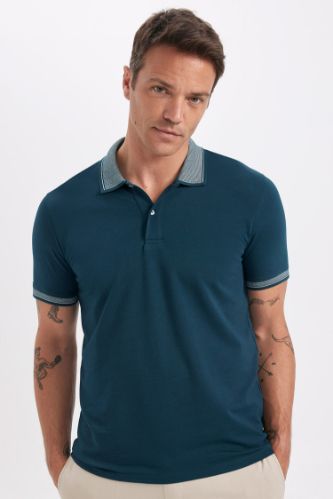 Slim Fit Dar Kesim Kısa Kollu Pamuklu Polo Tişört