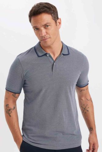 Slim Fit Dar Kesim Kısa Kollu Pamuklu Polo Tişört