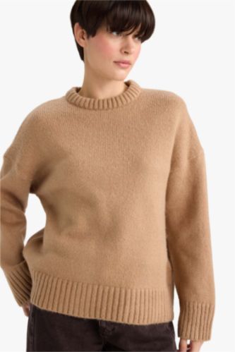 Oversize Fit Crew Neck Knitwear Pullover