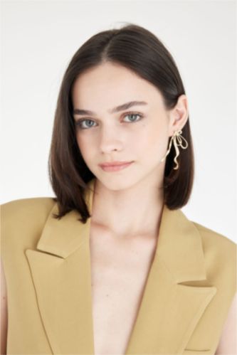 Boucles d'oreilles nœud doré pour femme