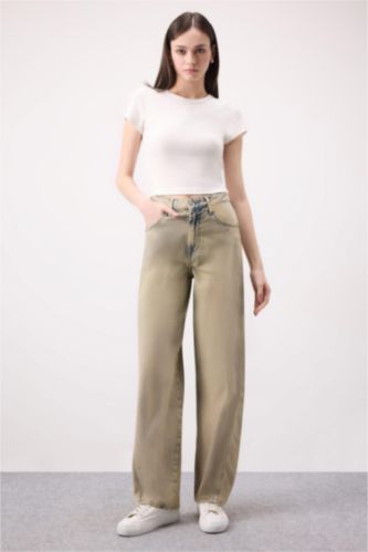 WOMAN Light Indigo High Waist Baggy Fit Trousers