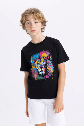 Boy Regular Fit Crew Neck Animal Printed T-Shirt
