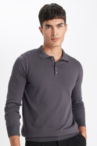 Standart Fit Normal Kesim Polo Yaka Yumuşak Dokulu Premium Triko Kazak