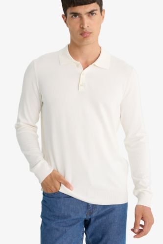 Standart Fit Polo Yaka Premium Düğmeli Triko Kazak