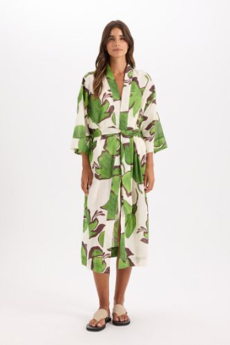 Desenli Pamuklu Kimono-Fall in Love