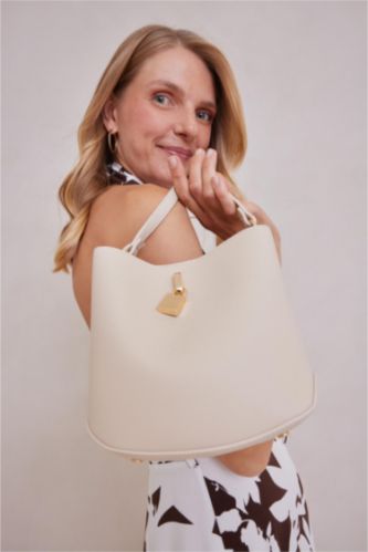 Kadın Bej Kadın Suni Deri Omuz Çantası