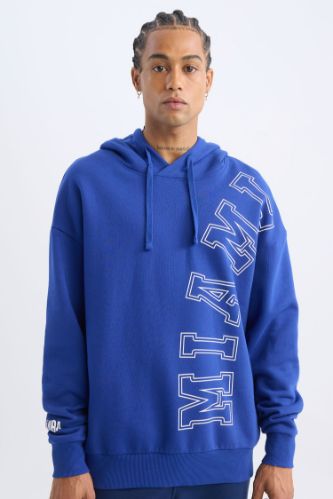 DeFactoFit NBA Miami Heat Oversize Geniş Kalıp Kapüşonlu Kalın Sweatshirt