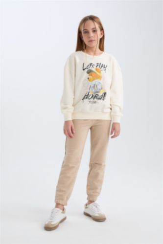 GIRLS & TEENS Beige Girl Elastic Waist Jogger Sweatpants