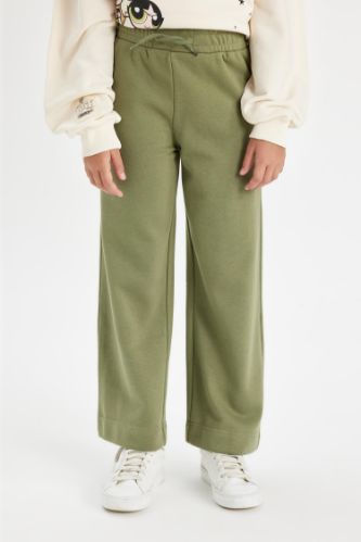 Kız Çocuk Wide Leg Geniş Bol Paça Beli Lastikli Basic Düz Eşofman Altı