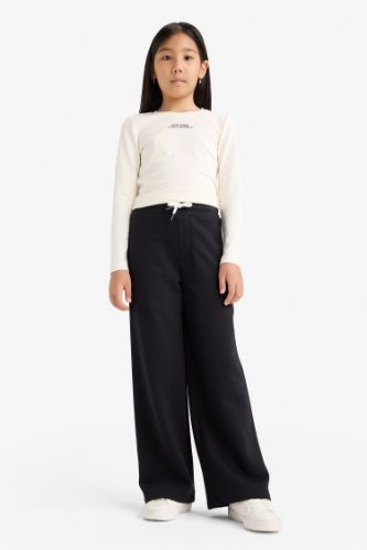 Kız Çocuk Wide Leg Beli Lastikli Geniş Paça Eşofman Altı