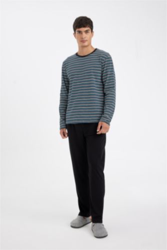 HOMME Noir Ensemble de 2 pièces à manches longues et coupe régulière