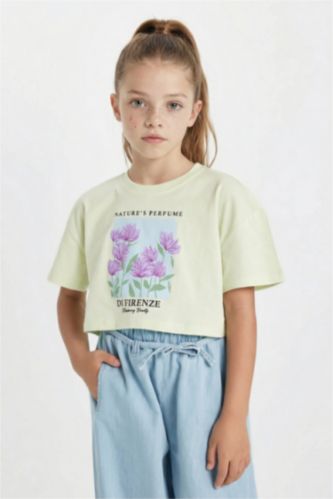 تيشيرت كروب بناتي مطبوع بياخة مستديرة