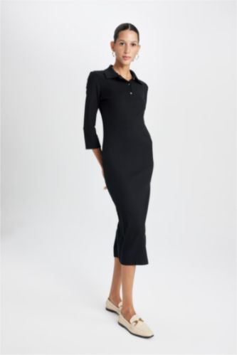 Bodycon Polo Collar Camisole Midi Dress