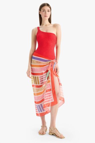 Fall in Love Standard Fit Patterned Chiffon Beachwear