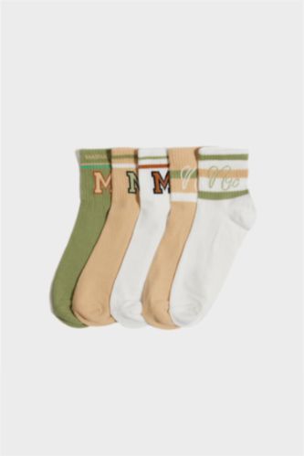 Woman Slogan 5 Piece Short Socks