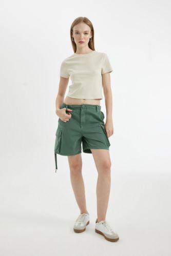Regular Fit Regular Waist Gabardine Shorts