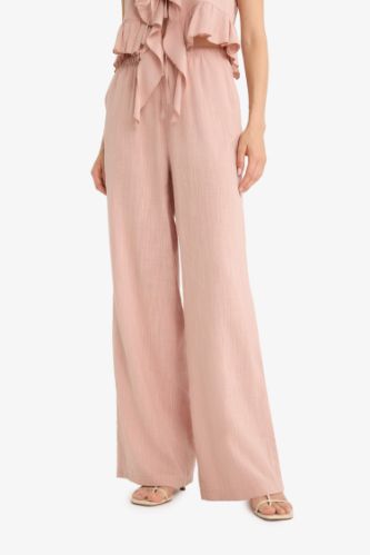Pantolon Wide Leg Çift Cepli Normal Bel Standart Boy