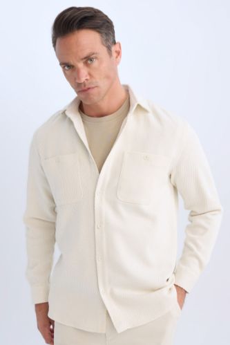 Relax Fit Polo Yaka Flanel Uzun Kollu Gömlek