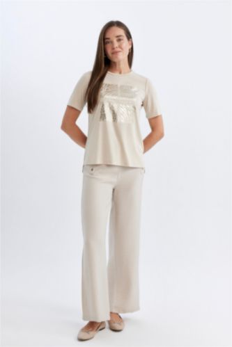 WOMAN Stone Wide Leg Pocket Standard Leg Trousers