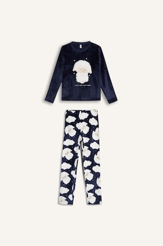 Girl Plush Printed Top Bottoms 2 PiecePyjamas Set