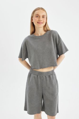 Coool Loose Fit Kalın Kumaş Basic Düz Kısa Kollu Tişört