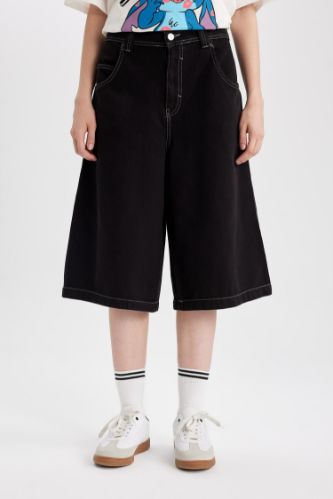 Coool Yüksek Bel Gabardin Bermuda Şort