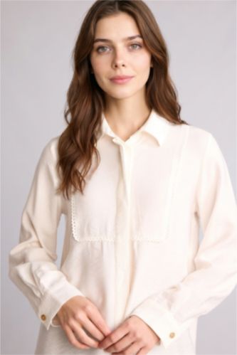 Kadın Ekru Regular Fit Uzun kollu Tunik