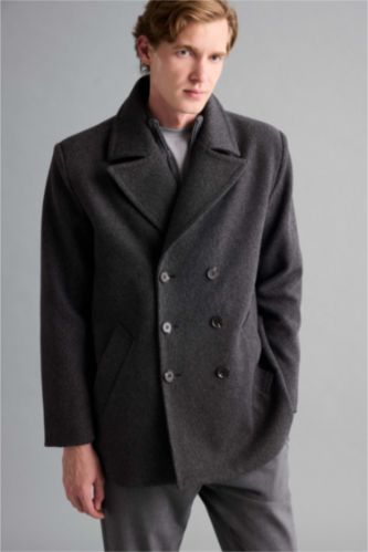 Slim Fit пальто парка с пуговицами, карманами и подкладкой