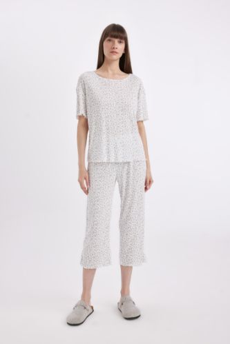 Regular Fit Desenli Kısa Kollu Pijama Takımı-Fall in Love