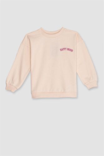Kız Bebek Bisiklet Yaka Baskılı Sweatshirt