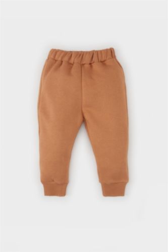 بنطلون سويت بانتس بيبي بناتي تقيل قصة عادية بني فاتح