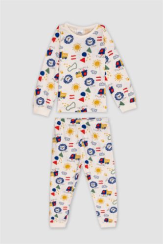 BABY BOY White Baby Boy Lion Printed Cotton 2 Piece Pajama Set