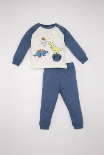 Erkek Bebek Pijama Takımı Baskılı Penye Uzun Kollu Üst Uzun Alt