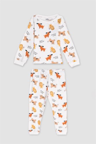 BABY BOY White Baby Boy Printed 2 Piece Pajama Set