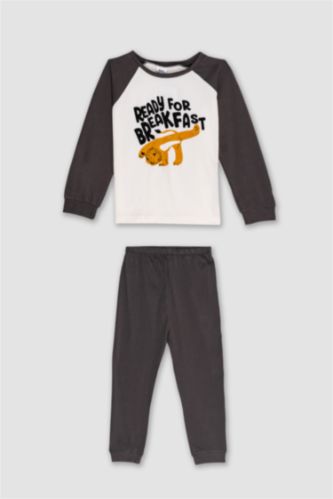 BABY BOY Dark Grey Baby Boy Lion Printed Cotton 2 Piece Pajama Set