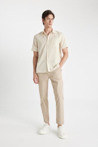 Regular Fit Normal Kesim Yazlık Twill Chino Kanvas Pantolon Cepli Düz Paça