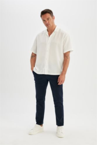 Regular Fit Normal Kesim Yazlık Twill Chino Kanvas Pantolon Cepli Düz Paça