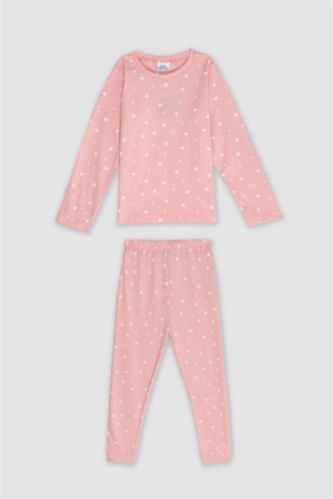 BABY GIRL Pink Baby Girl Heart Patterned Cotton 2 Piece Pajama Set