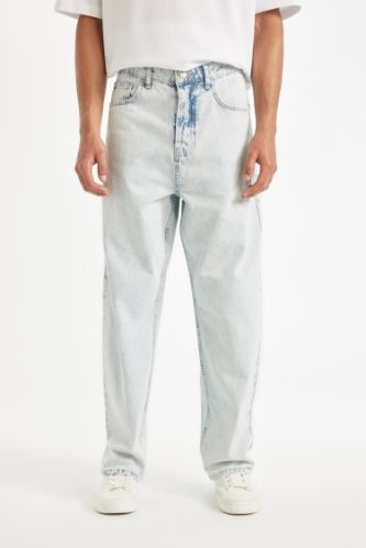 %100 Pamuk Baggy Fit Geniş Kalıp Normal Bel Geniş Paça Jean Pantolon