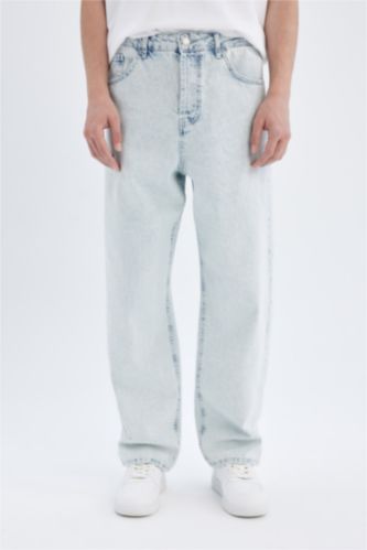 رجال أزرق ثلجي Baggy Fit Trousers
